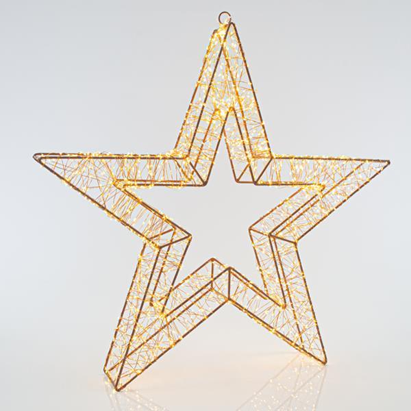 ESTRELLA ILUMINADA, 1800 LED BLANCO CALIDO, CON ADAPTADOR, ALAMBRE DE COBRE, 58cm, IP44