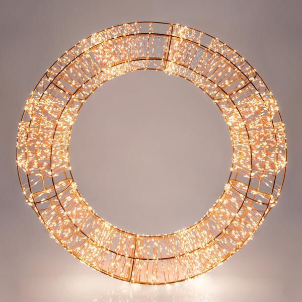 CORONA ILUMINADA, 2880 LED BLANCO CÁLIDO, CON ADAPTADOR, CABLE DE COBRE, 50cm