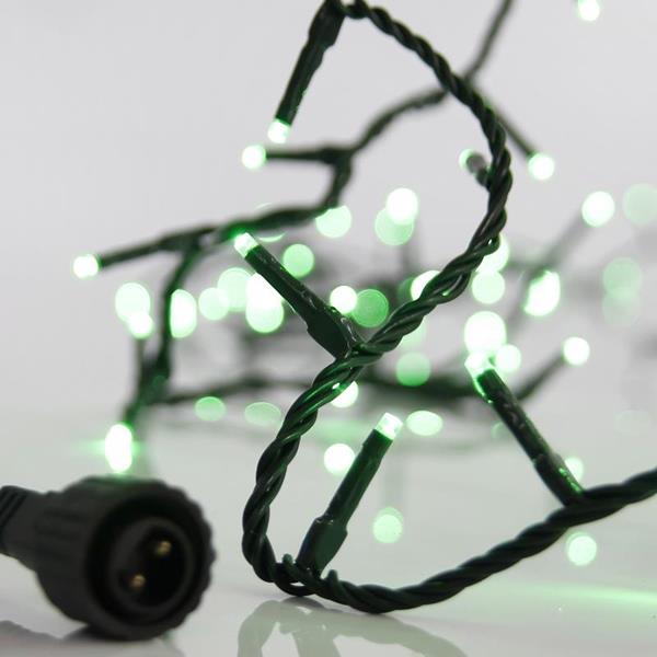 LINEA, 100 LED 3mm, ADAPTADOR 31V, CONECTOR HASTA 3, HILO VERDE, LED VERDE POR 5cm, CABLE 3m, IP44