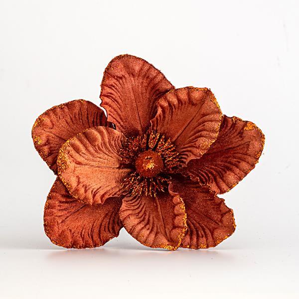 MAGNOLIA, TELA, COBRE, CON BRILLO, 19x20cm