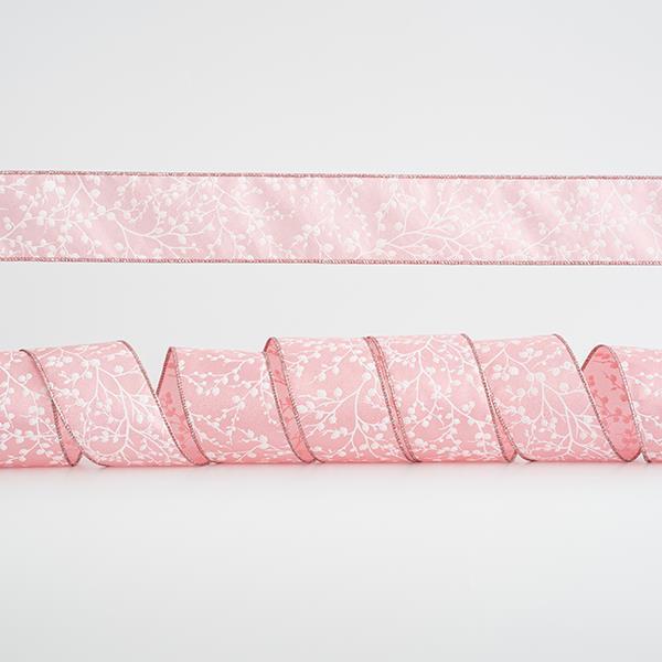 CINTA ROSA, CON RAMITAS DE PLATA, 6,35cm, 10A