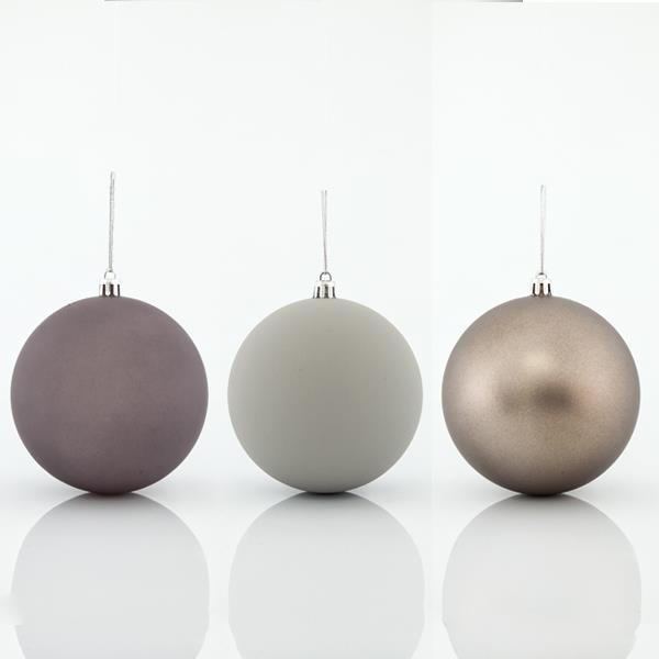 BOLAS DE PLÁSTICO GRIS, RETRO, SET 6PZS, 10cm