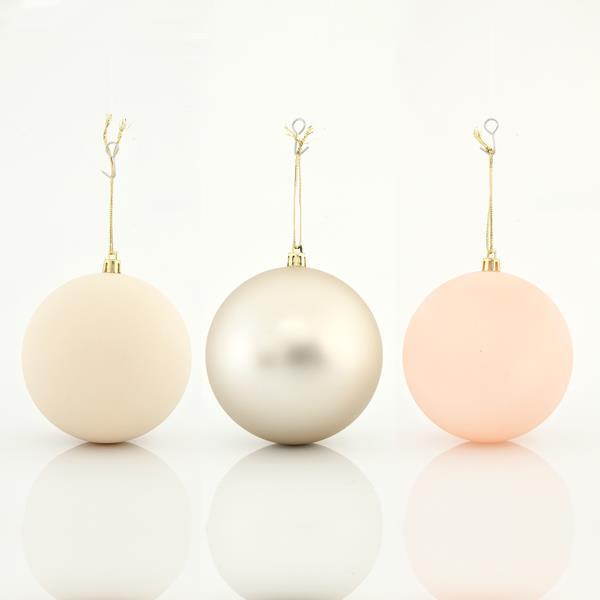 BOLAS DE PLÁSTICO MARFIL RETRO, SET 6PZS, 10cm