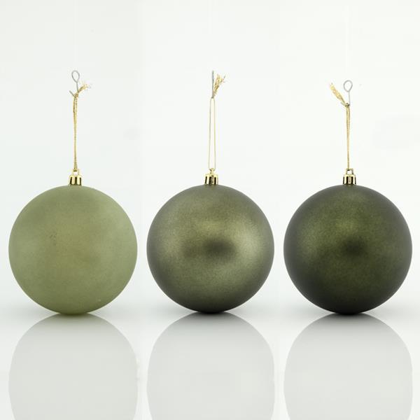 BOLAS DE PLÁSTICO ACEITE VERDE RETRO, SET 6PZS, 10cm