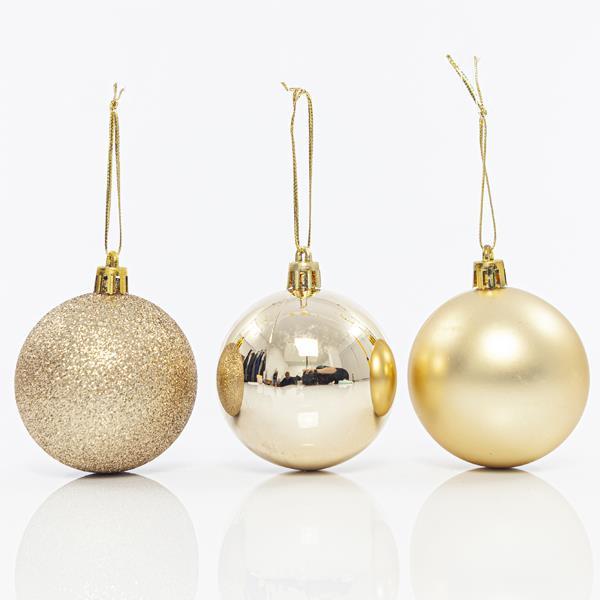 BOLAS DE PLÁSTICO, CHAMPÁN, SET 6PZS, 6cm