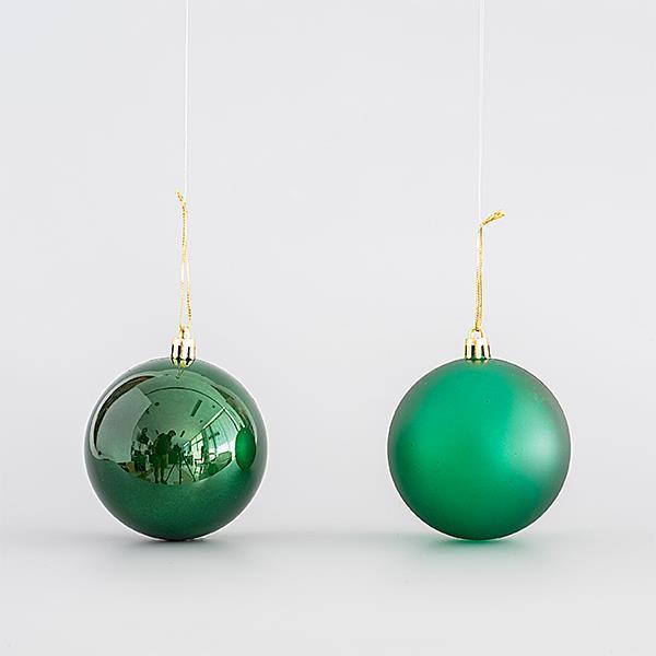 BOLA DE PLÁSTICO, VERDE OSCURO, SET 6 UDS (3 BRILLANTES, 3 BRILLANTES), 8cm