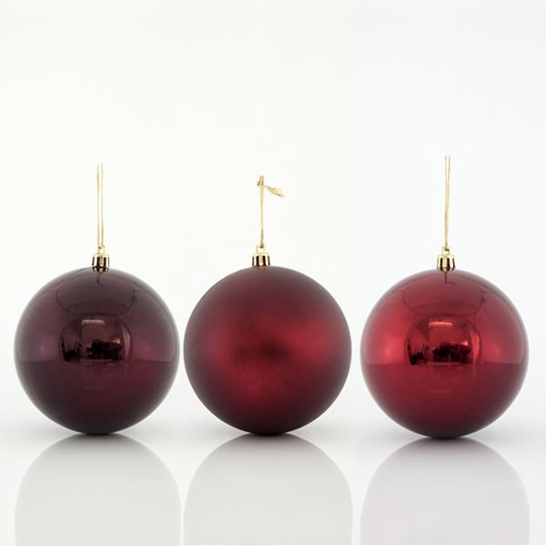 BOLAS DE PLÁSTICO, ROJO INTENSO, SET 6PZS, 8cm