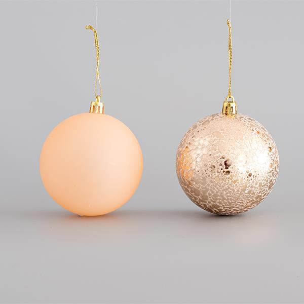 BOLAS DE PLÁSTICO, ROSA, SET 6 UDS (3 MATE, 3 EFECTO SEDA), 8cm