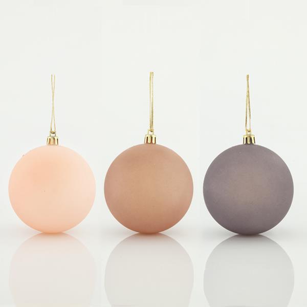 BOLAS DE PLÁSTICO, MORADO MATE PASTEL, SET 6PZS, 8cm