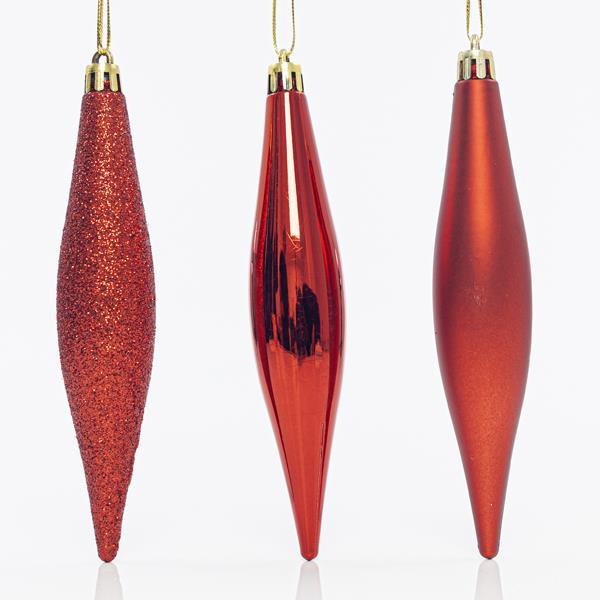 ADORNO DE PLÁSTICO, ROJO, SET 4PCS, 15x3cm