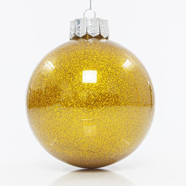 PELOTA DE PLÁSTICO PET, CHAMPÁN BRILLANTE CON BRILLO, SET 2PZS, 13cm