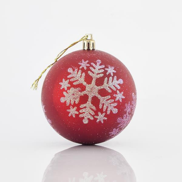 BOLAS DE PLÁSTICO ROJAS CON ESCAMAS BLANCAS, SET 6 UDS, 8cm