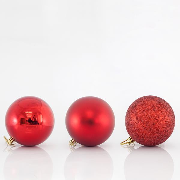 BOLAS DE PLÁSTICO ROJAS, SET 6 UDS, 10cm
