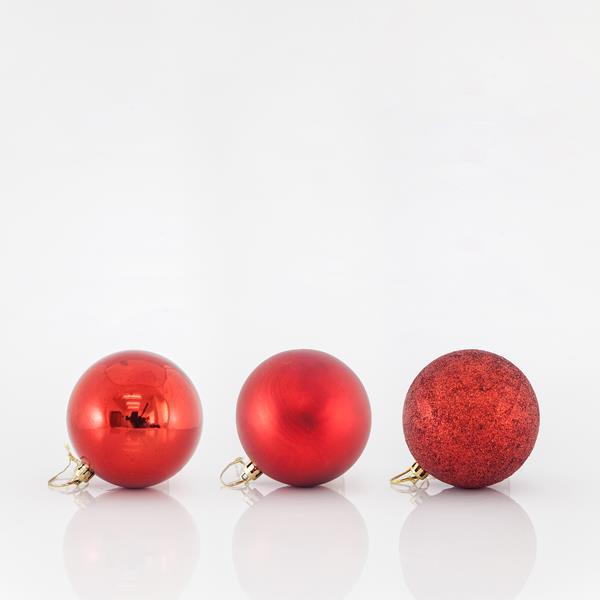 BOLAS DE PLÁSTICO ROJAS, SET 6 UDS, 8cm
