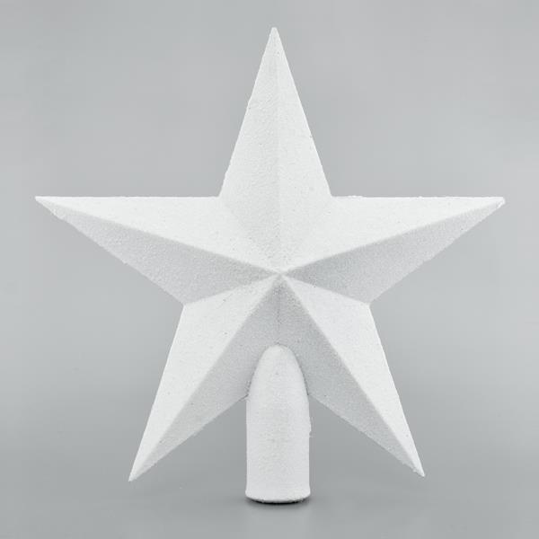 TOP ÁRBOL DE PLÁSTICO, ESTRELLA BLANCA, CON BRILLO, 20,5cm