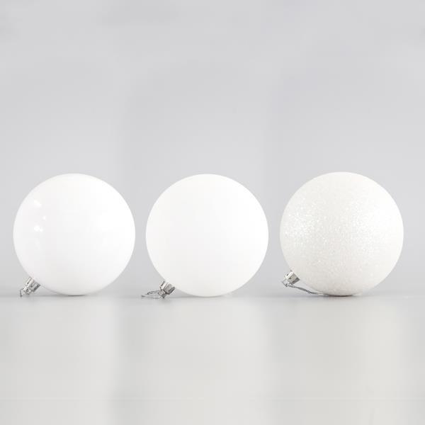 BOLAS DE PLÁSTICO BLANCAS, SET 6 UDS, 10cm