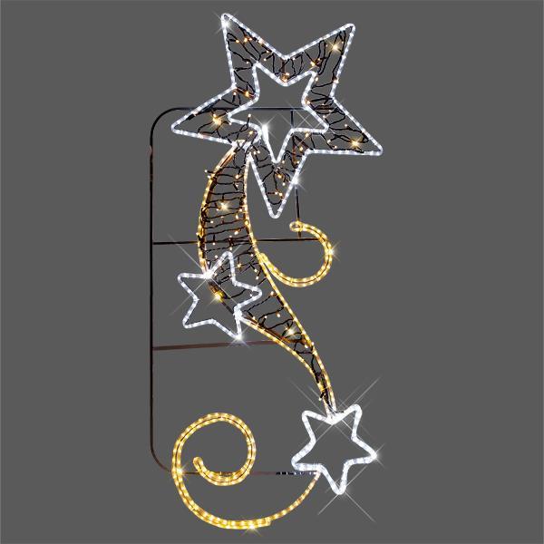 DECORACIÓN DE POSTES DISEÑO PROFESIONAL ALUMINIO CON ESTRELLA, CUERDA LUMINOSA LED BLANCO Y BLANCO CÁLIDO, CON LED BLANCO CÁLIDO, 73_175,IP44