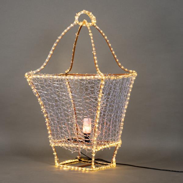 DISEÑO PROFESIONAL, LINTERNA DE PIE 3D, CUERDA DE LUZ LED, BLANCO CÁLIDO, 102x54x54cm, IP65