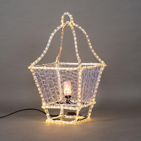 DISEÑO PROFESIONAL, LINTERNA DE PIE 3D, CABLE DE LUZ LED, BLANCO CÁLIDO, 77x40x40cm, IP65