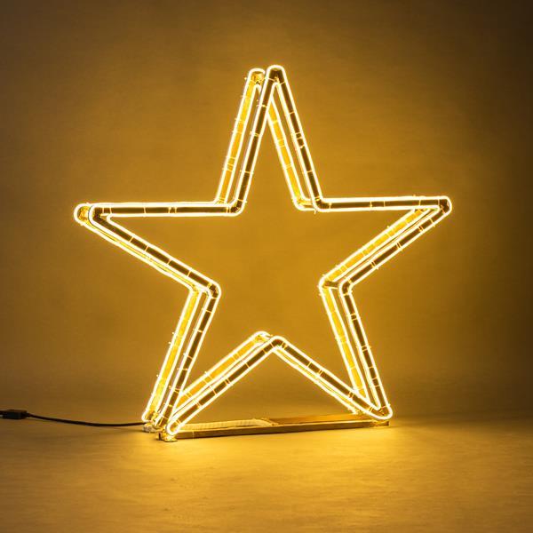 DISEÑO PROFESIONAL, STAR 3D, CUERDA DE LUZ DE NEÓN, DOS CARAS, BLANCO CÁLIDO, 93x97x14cm, IP44