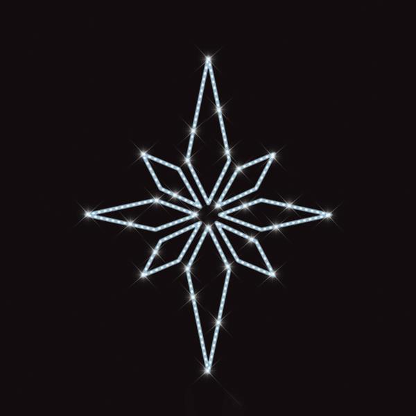 DISEÑO DE POSTE PROFESIONAL, ESTRELLA DE BETHLEEM, CUERDA DE LUZ LED BLANCO, 110x110cm, IP65