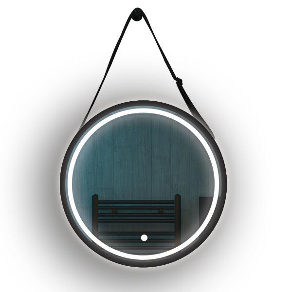 ESPEJO REDONDO TÁCTIL LED CON CINTURÓN NEGRO 20W 1680lm 3CCT(3000-4000-6000K) Ø600mm "MIRO" ARTE ILLUMINA