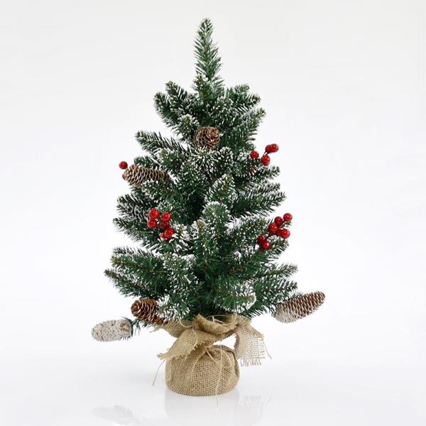 ÁRBOL VERDE NEVADO CON ADORNOS 60cm