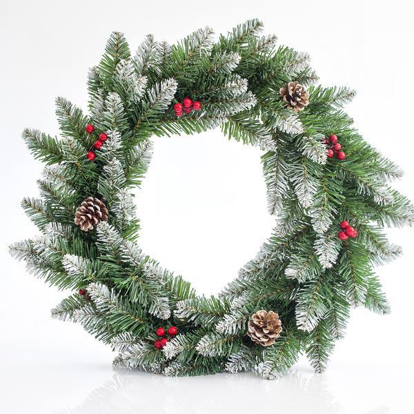 CORONILLA DE NIEVE CON BAYAS Y PINOS, 50cm