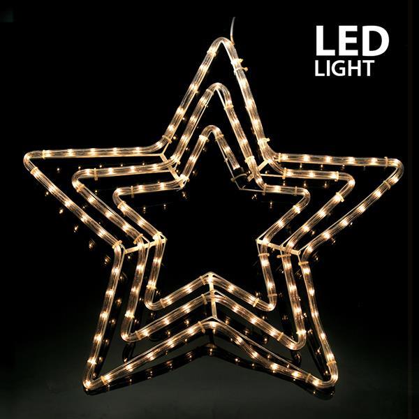 TRIPLE STAR, 4,70m CABLE DE LUZ LED, 2 VÍAS, CON PROGRAMA, BLANCO CÁLIDO, 60x60cm, IP44