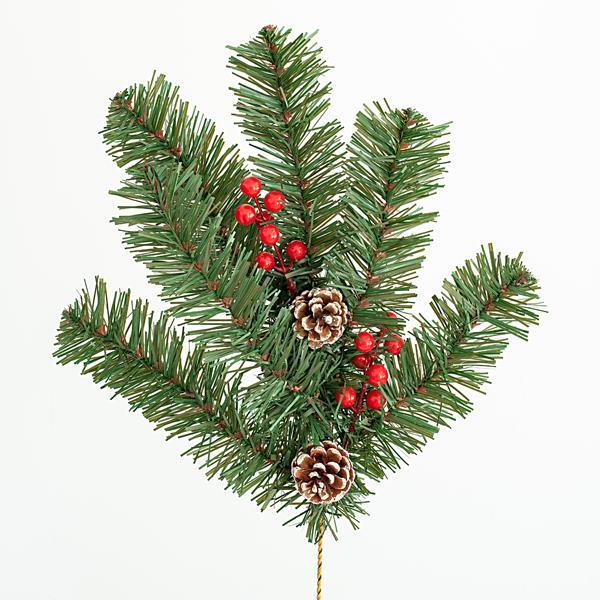 RAMITA VERDE, CON BAYAS Y PIÑAS, _8cm, 60cm