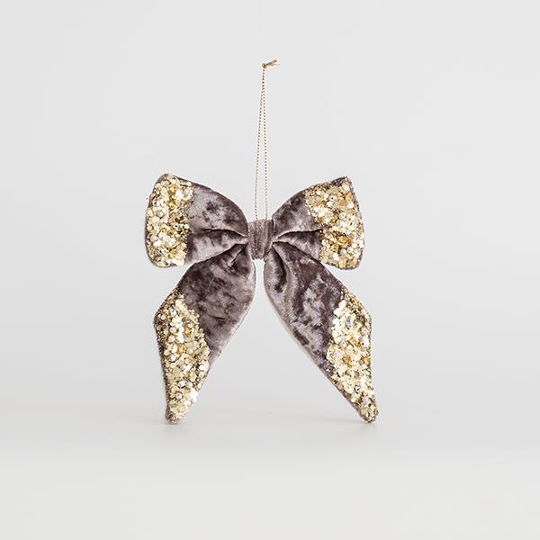 LAZO DE TERCIOPELO, GRIS, CON BRILLO, 15x15cm