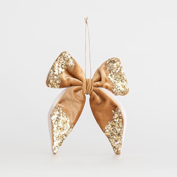 LAZO DE TERCIOPELO MOCA CON BRILLO 15x15cm