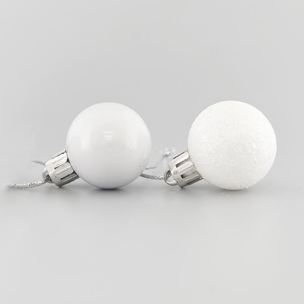 BOLA BLANCA, PLÁSTICO, SET 27PZS, (9 PERLA, 18 GLITTER), 3cm