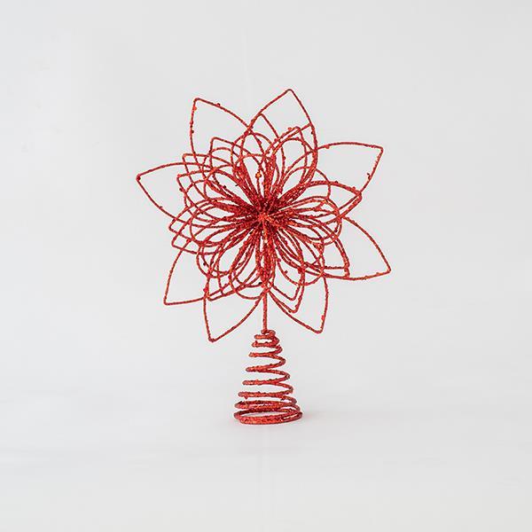 TOP ÁRBOL DE ALAMBRE FLOR ROJA, 30x24cm