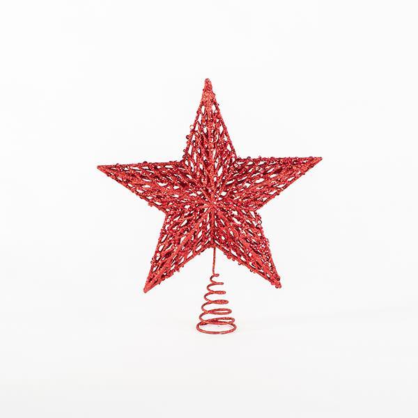 TOP ÁRBOL ALAMBRE, ROJO, ESTRELLA, 30,5x34,5cm