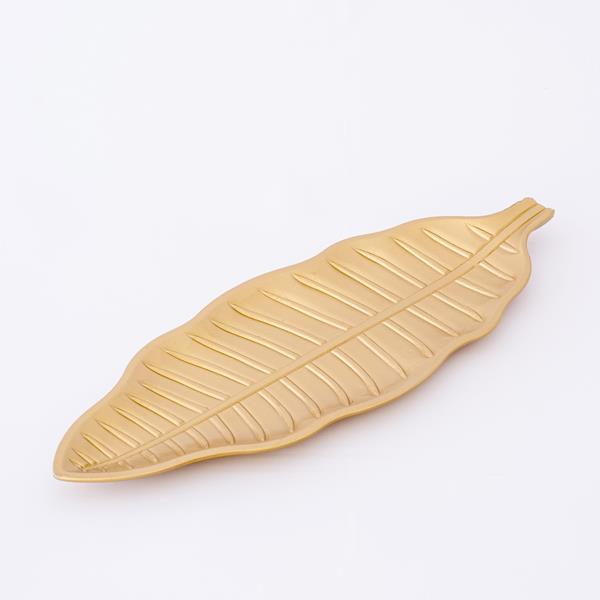 HOJA DE MADERA, PLATO, DORADO, 58x21,5x2,6cm