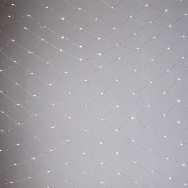 RED, 1560 MINI LED LECHOSO, ADAPTADOR DE 27 V, FIJO, CABLE DE COBRE PLANO TRANSPARENTE, LED BLANCO CÁLIDO, CABLE DE CONDUCCIÓN 5 m, 4 x 3,5 m, IP44