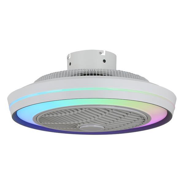 VENTILADOR DE TECHO DECORATIVO CON LUZ BLANCO-GRIS RGB Ø51 DC 20W