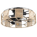 VENTILADOR DECORATIVO CON HILO DE TEJIDO CÁÑAMO 4xE27 CON CONTROL Ø55 DC 20W