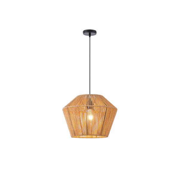 LÁMPARA COLGANTE RATÁN 1xE27 MAX 15W 400x1320mm MARRÓN ARTE ILLUMINA VENTO