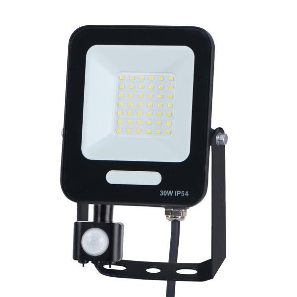 PROYECTOR LED SMD CON DETECTOR DE MOVIMIENTO GIRATORIO 30W NEGRO IP54 PLUS