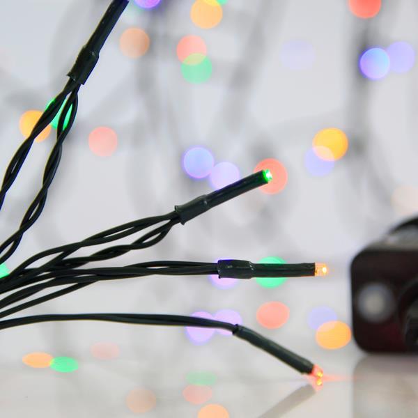 LÍNEA, 180 LED 3 mm, ADAPTADOR DE 31 V, 8 M/F Y MEMORIA, CABLE DE PVC VERDE, MULTILED, POR 5 cm, CABLE CONDUCTOR 3 m, IP44