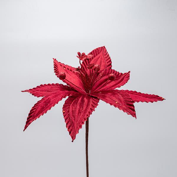 FLOR, BORGOÑA CON DISCRETA LÍNEA DE BRILLO, 30x20cm