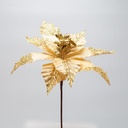 FLOR DE POINSETTI, DORADA, CON BRILLO EN LA MITAD DE LA HOJA, 26x20cm