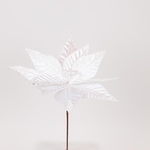 FLOR BLANCA CON PERLAS BLANCAS, 30x30cm