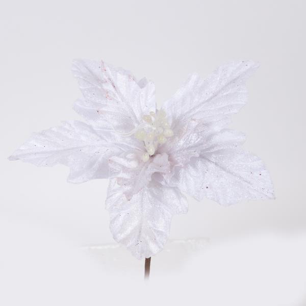 FLOR DE POINSETTI, BLANCA CON ANTERAS BLANCAS, 22x12cm