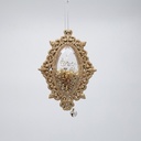 ADORNO COLGANTE, VINTAGE, BRILLO DE CHAMPÁN CON CAMPANILLAS, 13x8x1,5cm