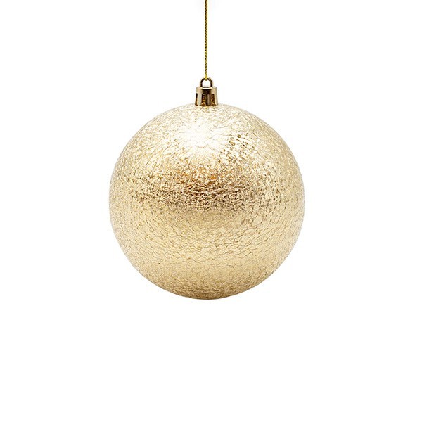 BOLA DE PLÁSTICO, DORADA CON ACABADO SATINADO, SET DE 6 PIEZAS, 10 cm