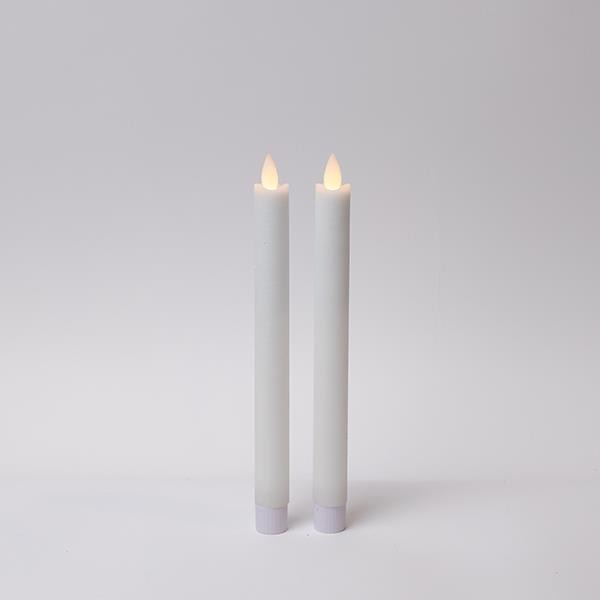 VELA A PILAS, CON LLAMA PARPADEANTE, BLANCA, TEMPORIZADOR, 2,2x24cm, SET DE 2 UDS., IP20