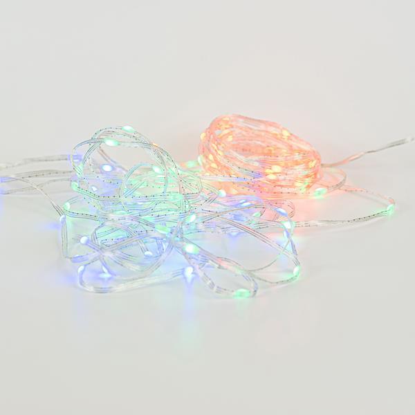 LÍNEA, 100 MINI LED, USB, CONTROLADO POR APP, CON MANDO A DISTANCIA, CABLE PLANO TRANSPARENTE, POR 10 cm, LED RGB, CABLE DE CONDUCCIÓN 2 m, IP20